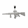 Iced-Out AR-Style Rifle Pendant in Silver with Moissanite