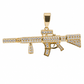 Gold Over Silver Moissanite Pave Rifle-Shaped Pendant 1.5ctw