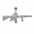 Iced Out Assault Rifle Pendant in 925 Silver with 2.5ct Moissanite