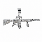 Iced Out Assault Rifle Pendant in 925 Silver with 2.5ct Moissanite