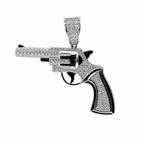 925 Sterling Silver Moissanite Revolver Pendant 3 Carat – Luxurious Pistol Design