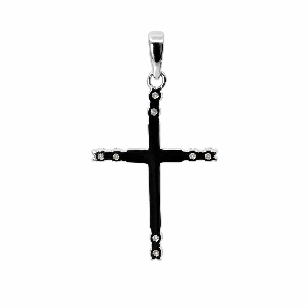 Sterling Silver 925 Cross Pendant with Moissanite Accents 0.5ct (2)