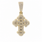 14K Gold Over Silver Pave Moissanite Baguette Cross Pendant 3.00ct (4)