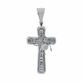 Men's 925 Sterling Silver CZ Cross Pendant with 3D Spider Accent