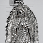 Silver Virgin Mary Guadalupe Pave Moissanite Pendant (2)