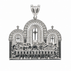 Large 925 Sterling Silver Ornate Last Supper Religious Panel Pendant 40.44g
