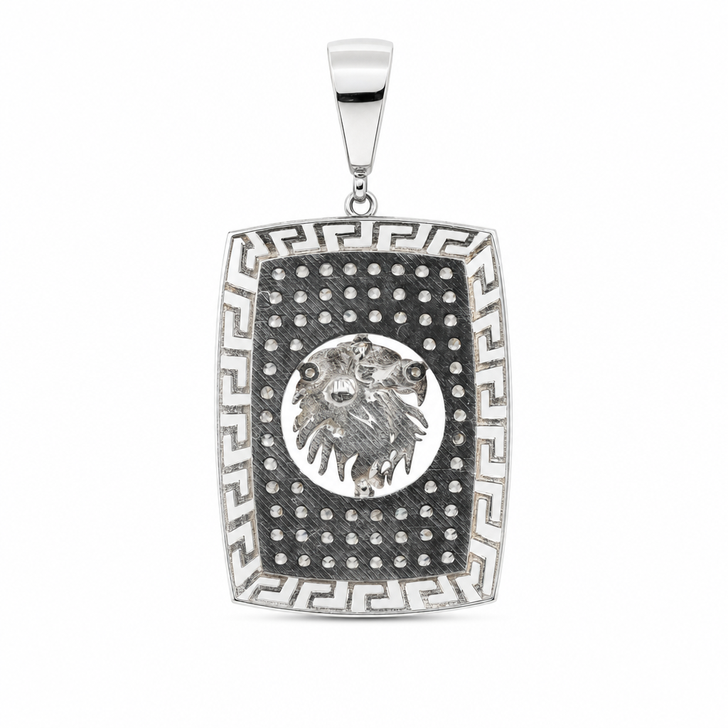 Greek Key Eagle Head Silver 925 Cubic Zirconia Statement Pendant (2)