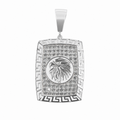 Greek Key Eagle Head Silver 925 Cubic Zirconia Statement Pendant