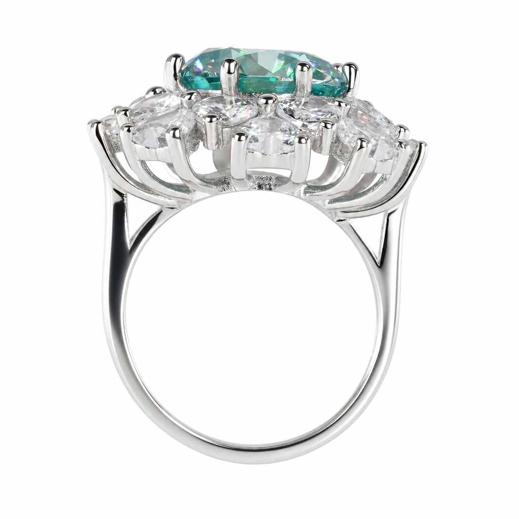 925 Solid Silver Color Moissanite 5 CT Flower Ring (3)