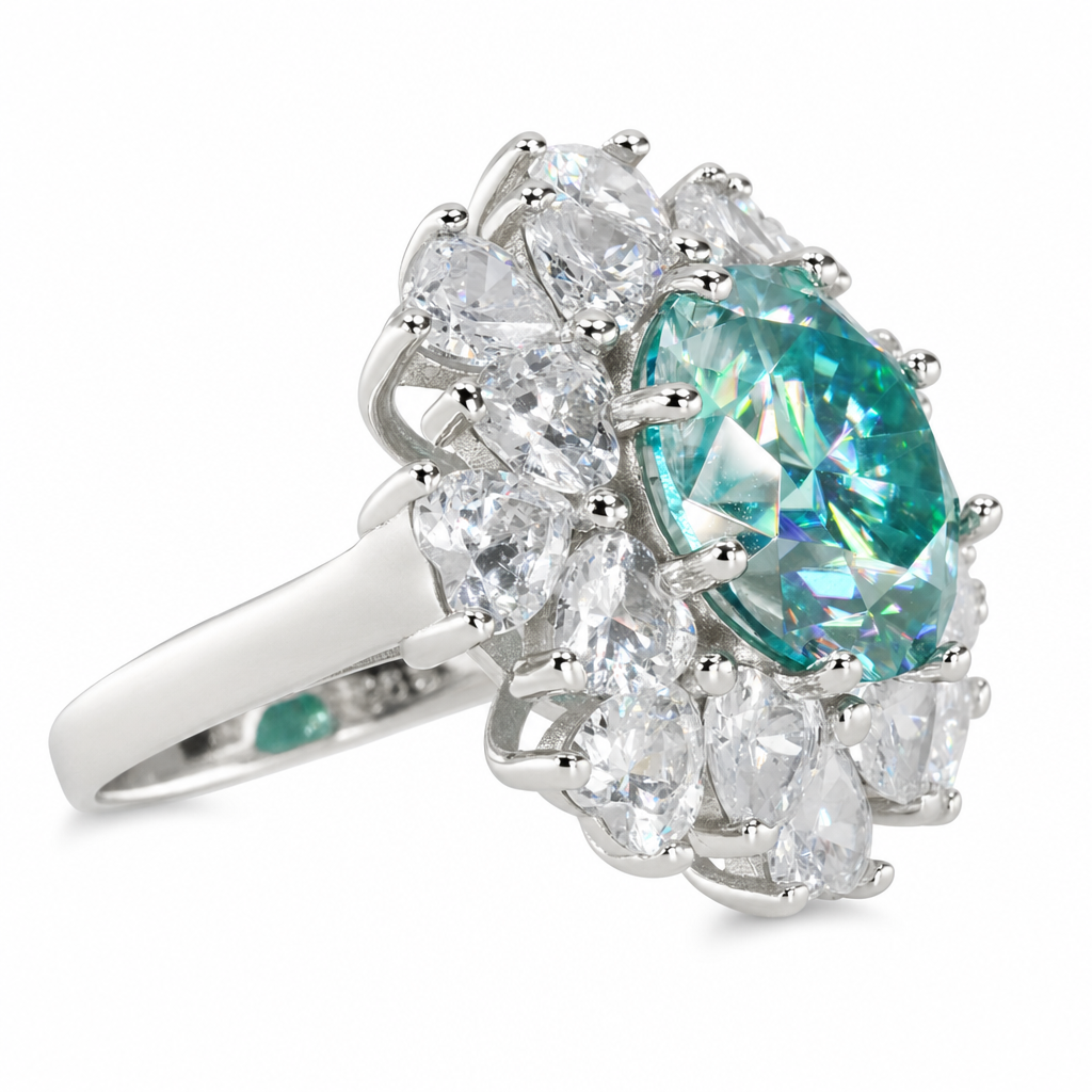 925 Solid Silver Color Moissanite 5 CT Flower Ring (14)