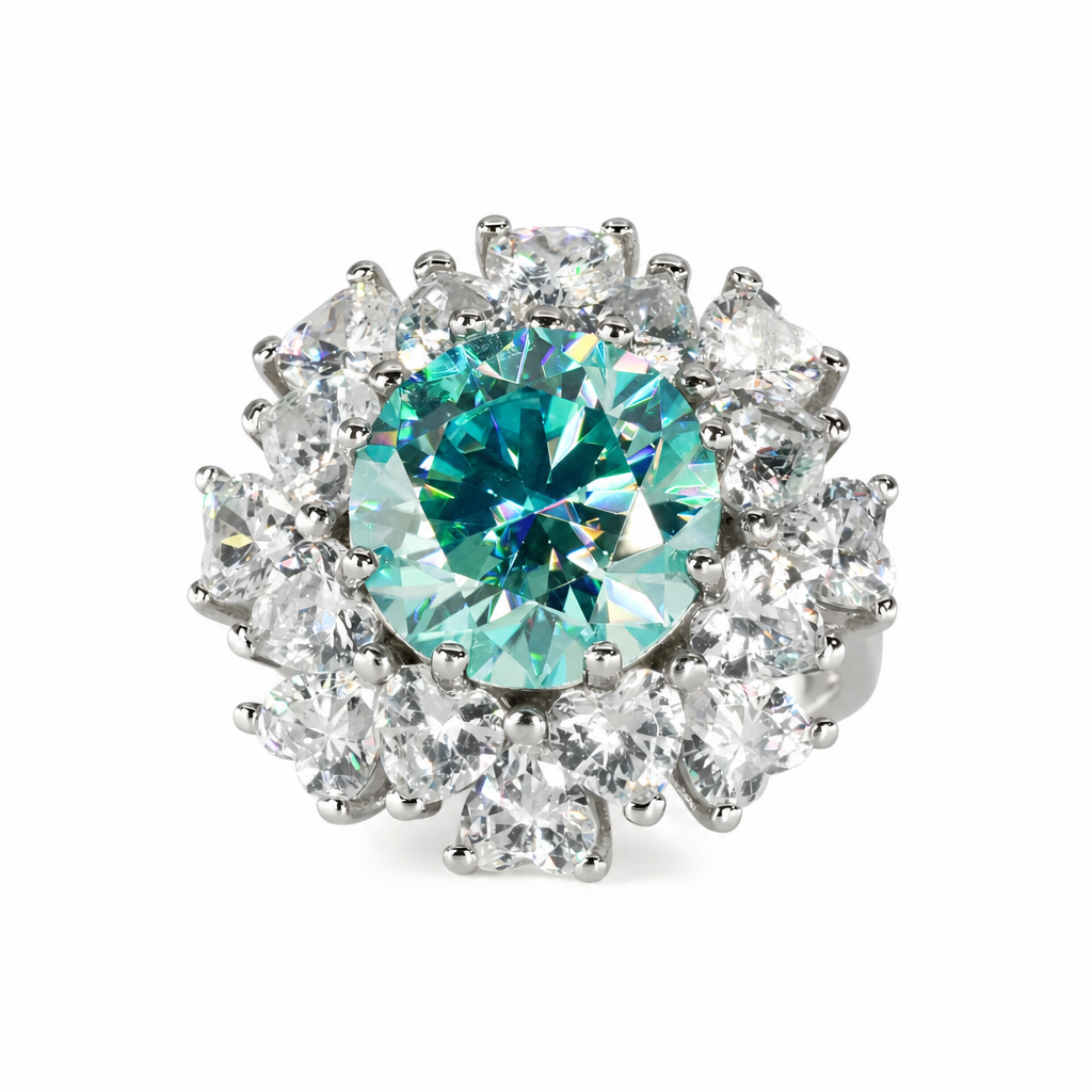 925 Solid Silver Color Moissanite 5 CT Flower Ring (5)
