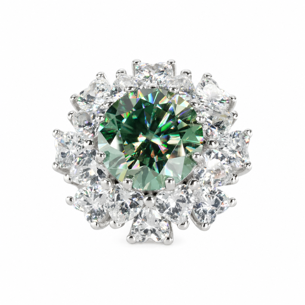 925 Solid Silver Color Moissanite 5 CT Flower Ring (6)