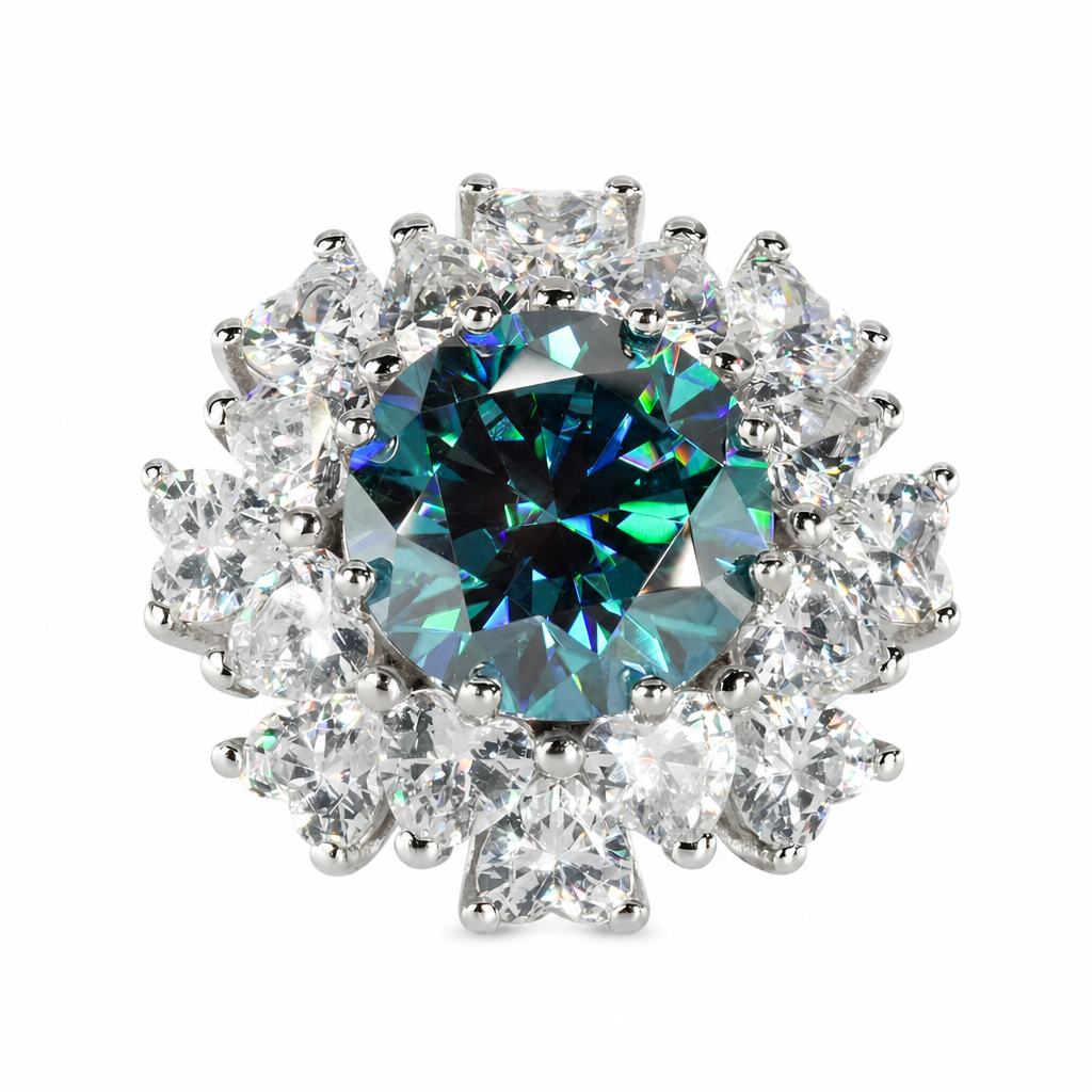 925 Solid Silver Color Moissanite 5 CT Flower Ring (7)