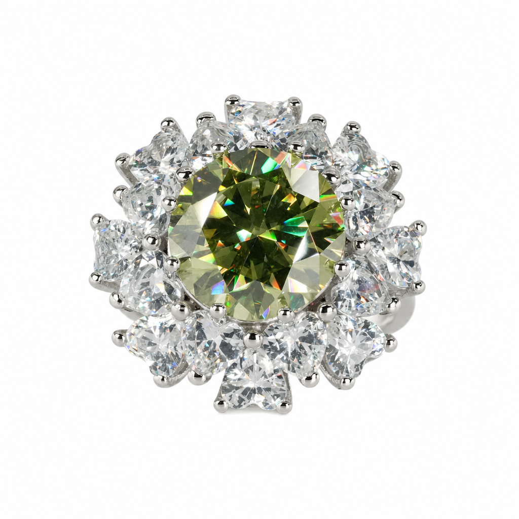925 Solid Silver Color Moissanite 5 CT Flower Ring (8)