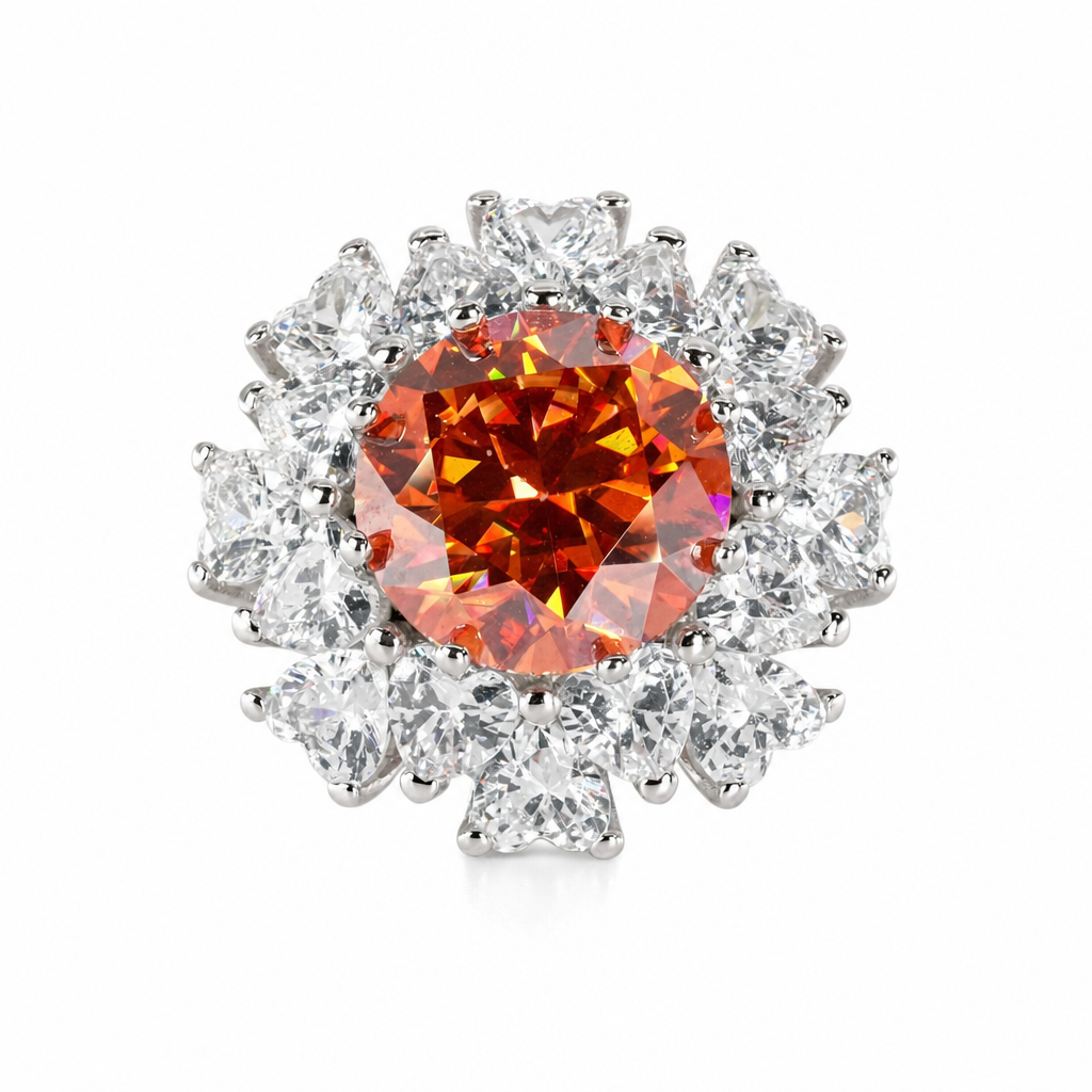 925 Solid Silver Color Moissanite 5 CT Flower Ring (9)