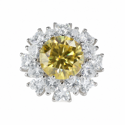 925 Solid Silver Color Moissanite 5 CT Flower Ring (2)