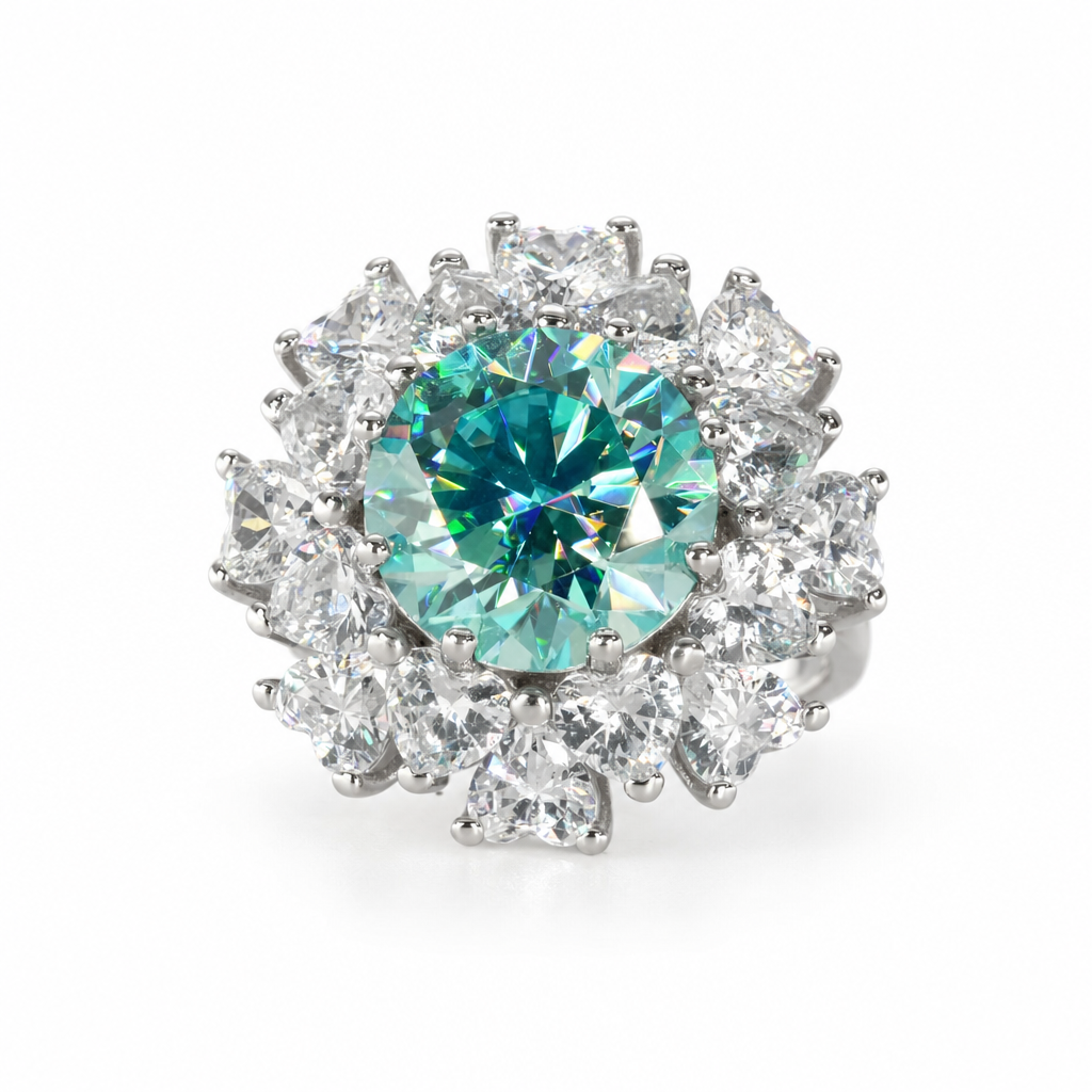 925 Solid Silver Color Moissanite 5 CT Flower Ring (13)