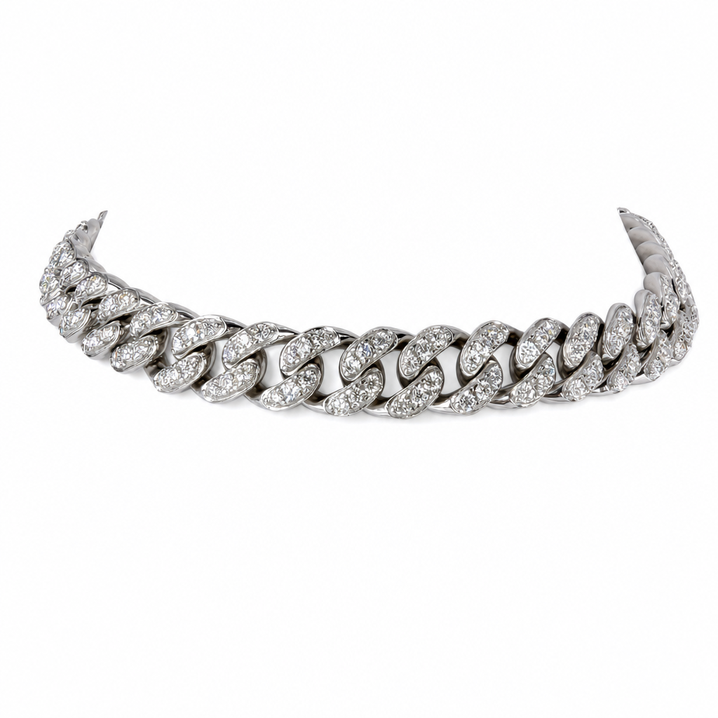 8mm 925 Sterling Silver Moissanite Ice-Out Cuban Link Bracelet 8in (2)