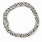 8mm 925 Sterling Silver Moissanite Ice-Out Cuban Link Bracelet 8in
