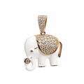 White Enamel Elephant Pendant in 925 Silver with Moissanite Accents, 1.0ct