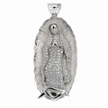 Silver Virgin Mary Guadalupe Pave Moissanite Pendant