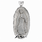 Silver Virgin Mary Guadalupe Pave Moissanite Pendant