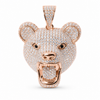 Roaring Bear Head 925 Sterling Silver Pendant with 4ct Moissanite Accents (2)