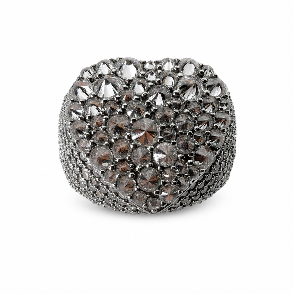 Silver Heart moissanite Cocktail Ring