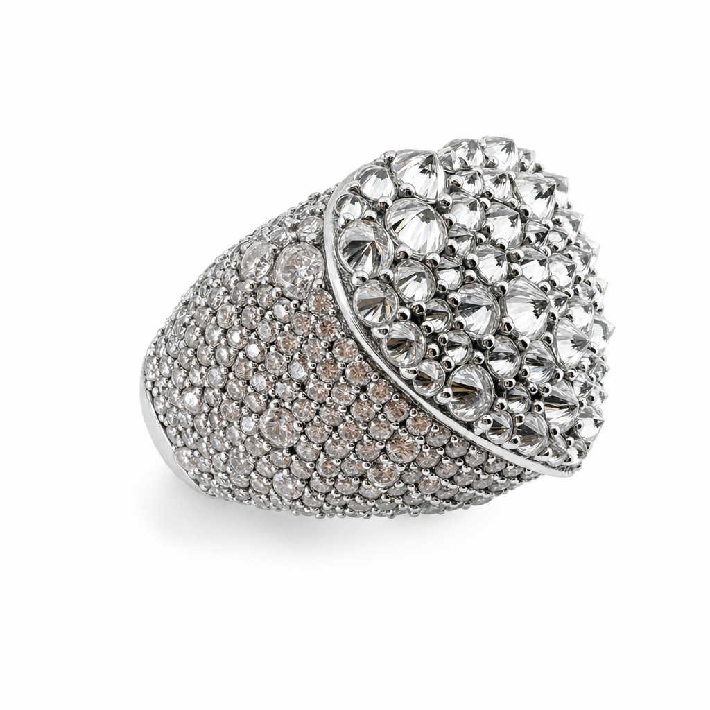 Silver Heart moissanite Cocktail Ring (3)