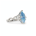 Marquise Blue Moissanite Cluster Ring in Rhodium-Plated 925 Sterling Silver (4)