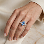 Marquise Blue Moissanite Cluster Ring in Rhodium-Plated 925 Sterling Silver (6)