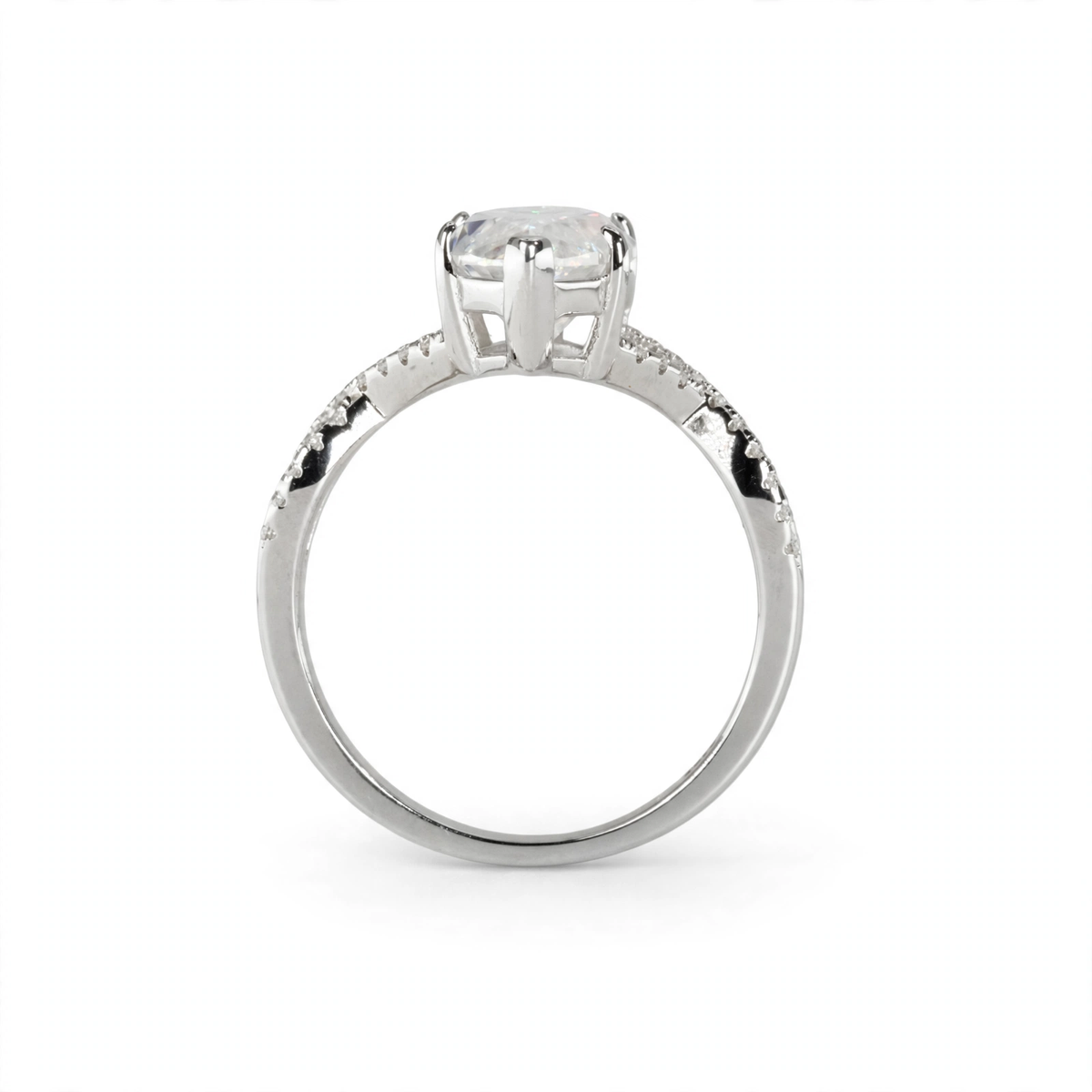 6 Carat Marquise Cut Moissanite Solitaire Ring in 925 Sterling Silver with Pavé Accents (2)
