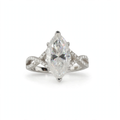 6 Carat Marquise Cut Moissanite Solitaire Ring in 925 Sterling Silver with Pavé Accents