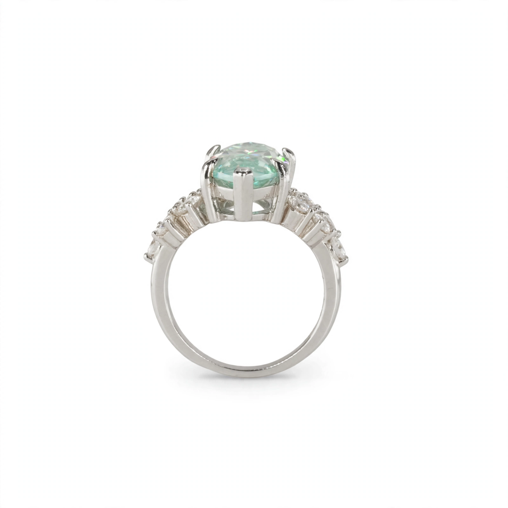 Marquise-Cut Moissanite Aqua Ring in 925 Sterling Silver, 7.00ct, Size 5 (2)