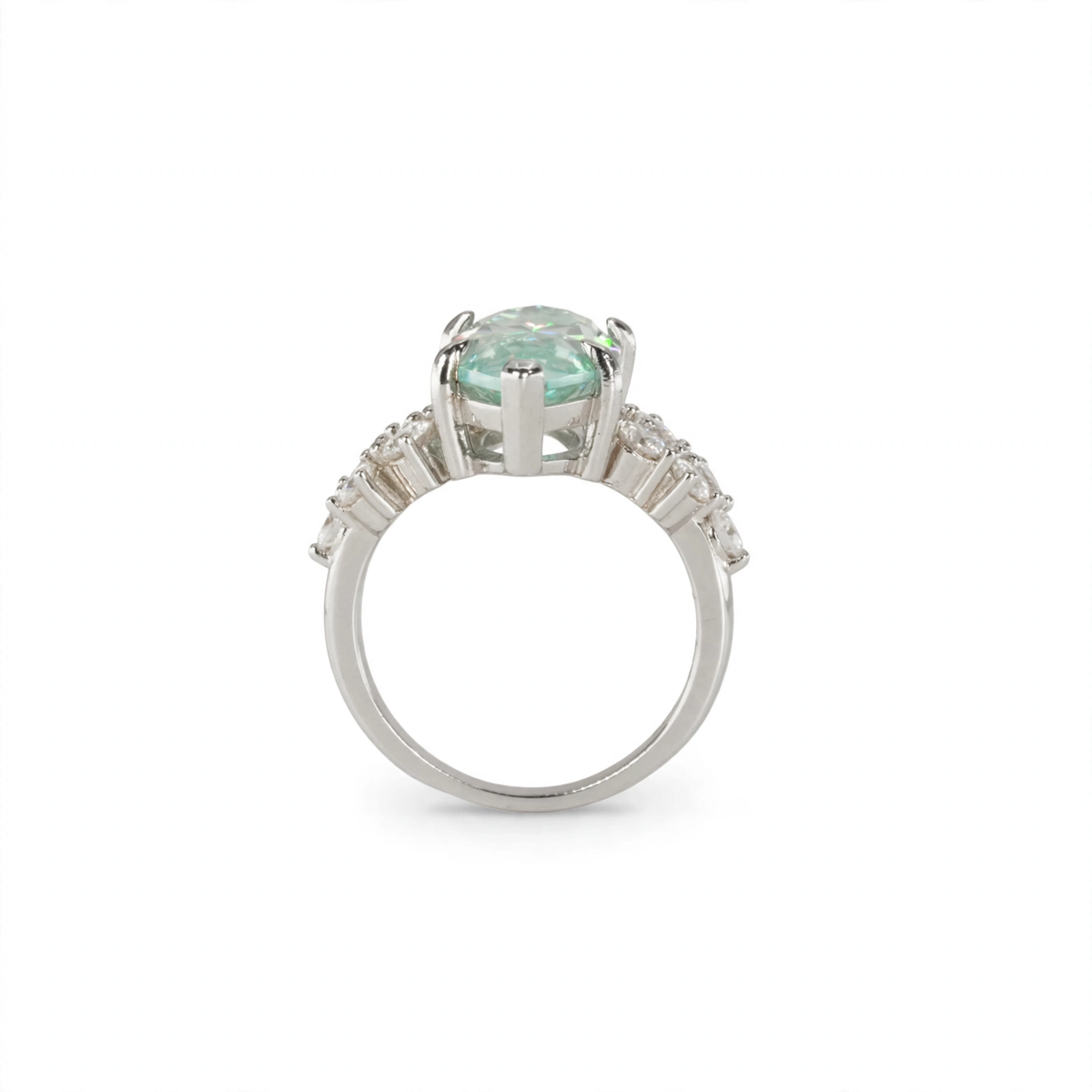 Marquise-Cut Moissanite Aqua Ring in 925 Sterling Silver, 7.00ct, Size 5 (2)