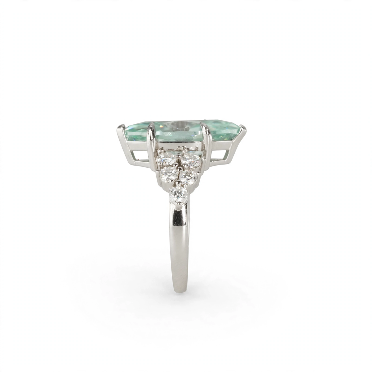 Marquise-Cut Moissanite Aqua Ring in 925 Sterling Silver, 7.00ct, Size 5 (5)