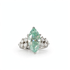 Marquise-Cut Moissanite Aqua Ring in 925 Sterling Silver, 7.00ct, Size 5