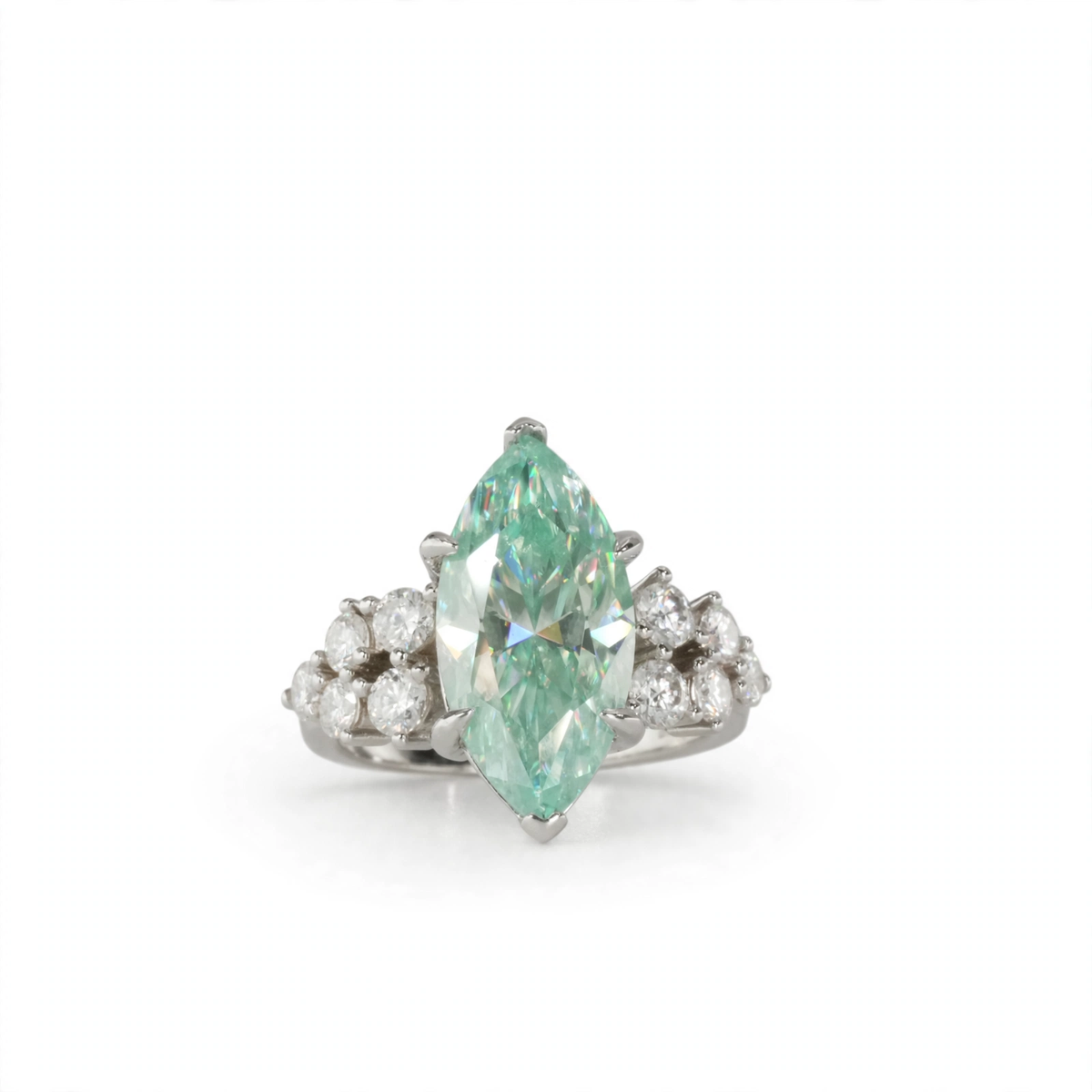 Marquise-Cut Moissanite Aqua Ring in 925 Sterling Silver, 7.00ct, Size 5