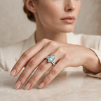Marquise-Cut Moissanite Aqua Ring in 925 Sterling Silver, 7.00ct, Size 5 (6)