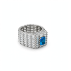 Wide Baguette Cubic Zirconia Statement Ring in 925 Sterling Silver with Large Blue Center Stone Size 12.5 (2)