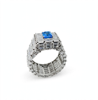 Wide Baguette Cubic Zirconia Statement Ring in 925 Sterling Silver with Large Blue Center Stone Size 12.5 (3)