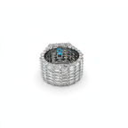 Wide Baguette Cubic Zirconia Statement Ring in 925 Sterling Silver with Large Blue Center Stone Size 12.5 (4)