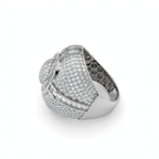 Men’s 925 Sterling Silver Moissanite Pavé and Baguette Dome Cocktail Ring 9.7ct Size 11 (3)