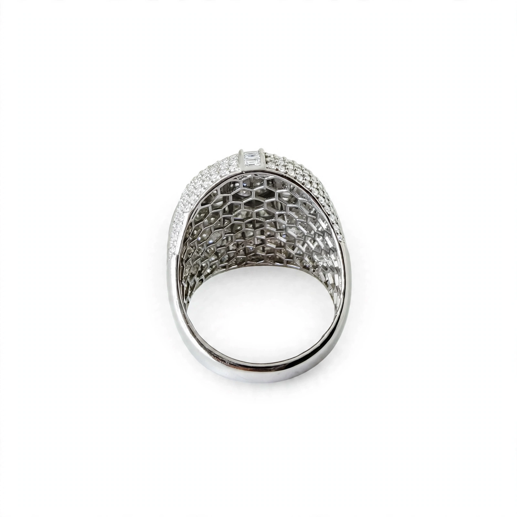 Men’s 925 Sterling Silver Moissanite Pavé and Baguette Dome Cocktail Ring 9.7ct Size 11 (5)