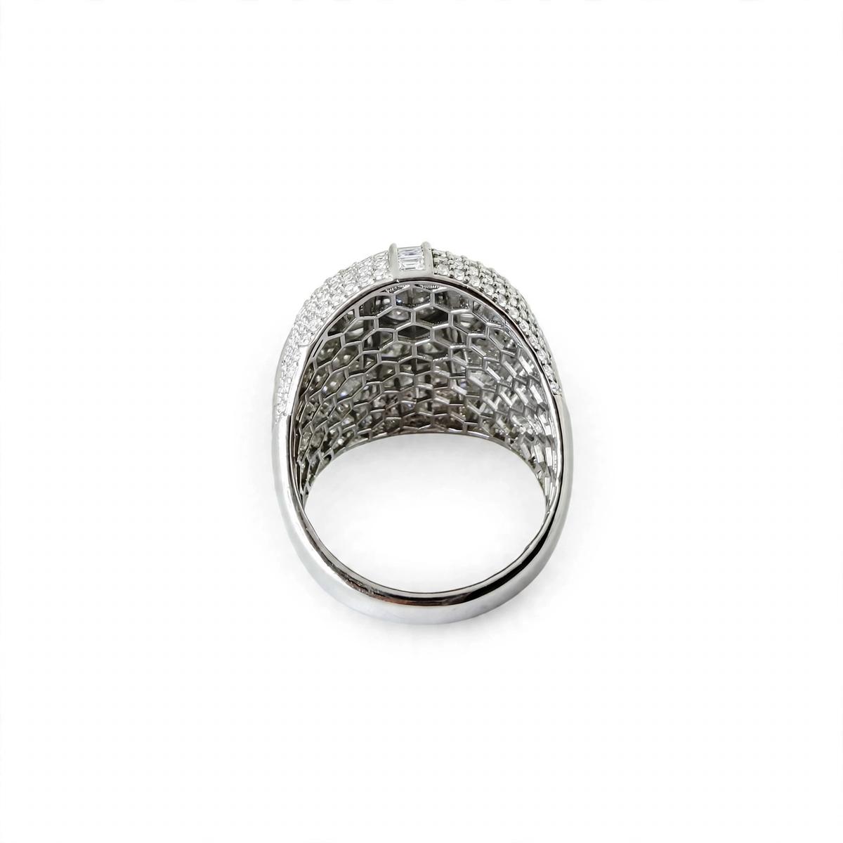 Men’s 925 Sterling Silver Moissanite Pavé and Baguette Dome Cocktail Ring 9.7ct Size 11 (5)