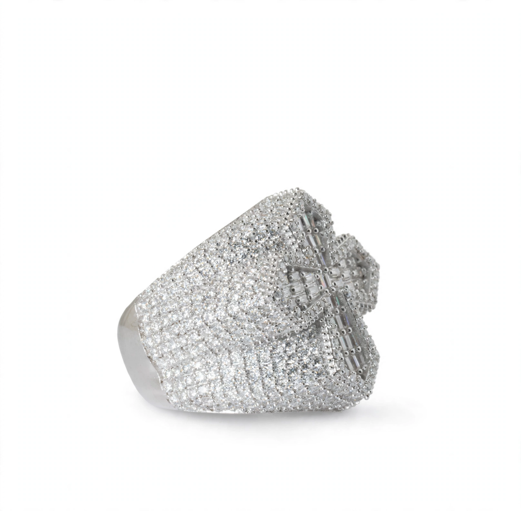 Iced-Out Fleur-de-Lis Signet Ring in Silver (2)