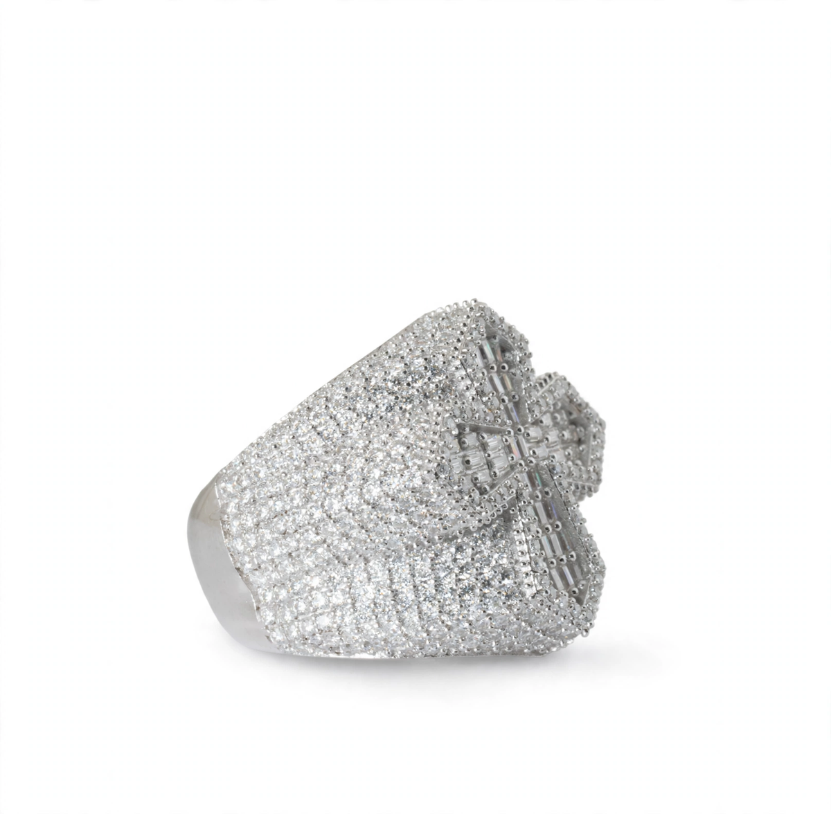 Iced-Out Fleur-de-Lis Signet Ring in Silver (2)