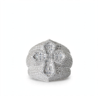 Iced-Out Fleur-de-Lis Signet Ring in Silver