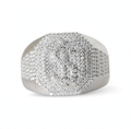Men's 925 Sterling Silver Moissanite Pavé Initial S Statement Ring 1.58ct Size 13