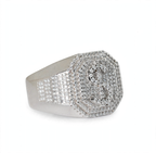 Men's 925 Sterling Silver Moissanite Pavé Initial S Statement Ring 1.58ct Size 13 (2)